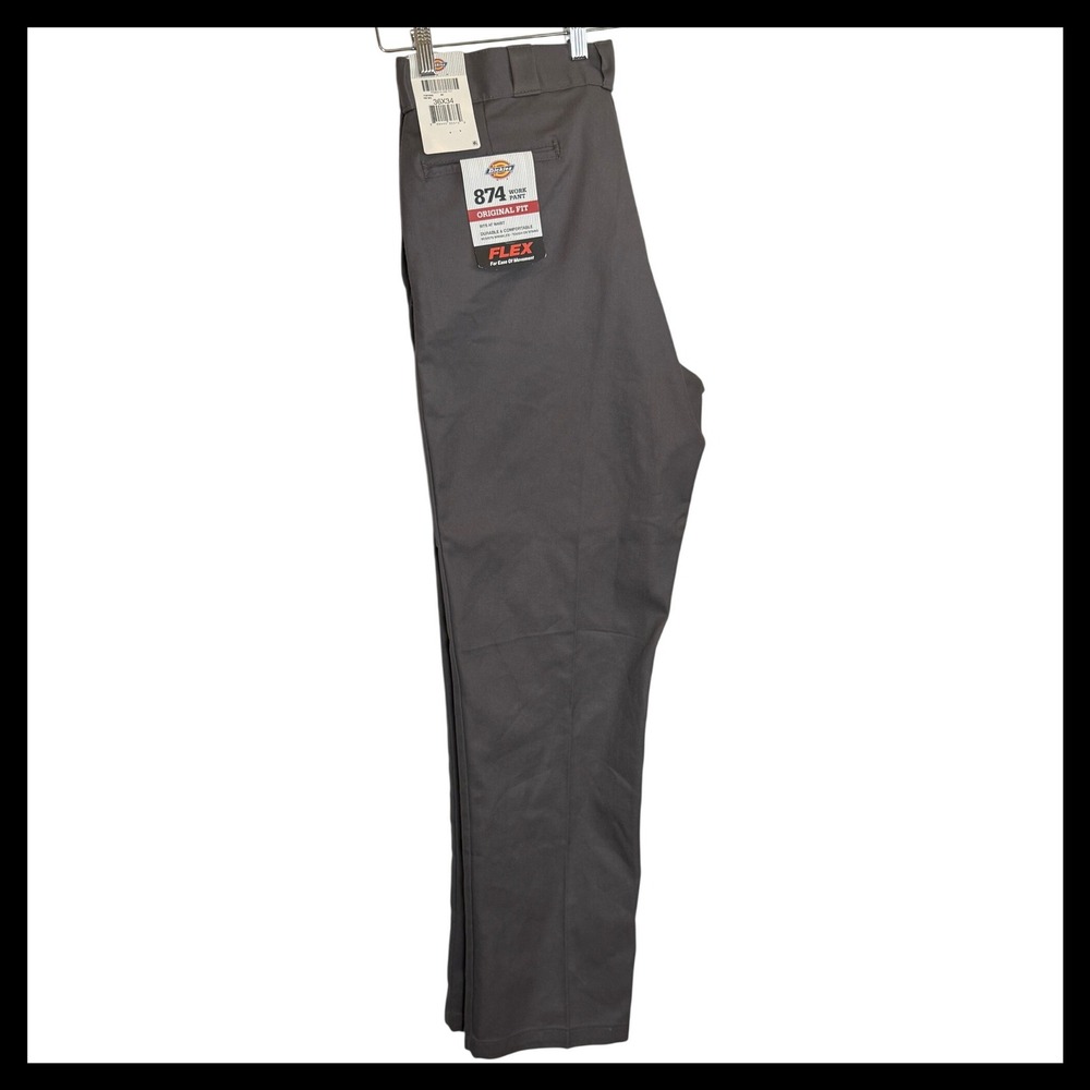 NWT Dickies 874 Original Fit Flex Work Pants Mens 36x34 Charcoal Grey